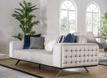 Luxury Living Room Sofa 2-Seater White Couch Chesterfield Couches New